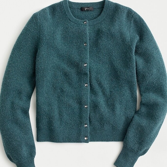 Jcrew Ribbed Cardigan with Jeweled Buttons - Picture 2 of 11